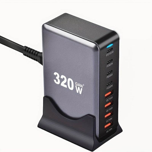 320W GaN III USB-C PD Charger with 8 Ports