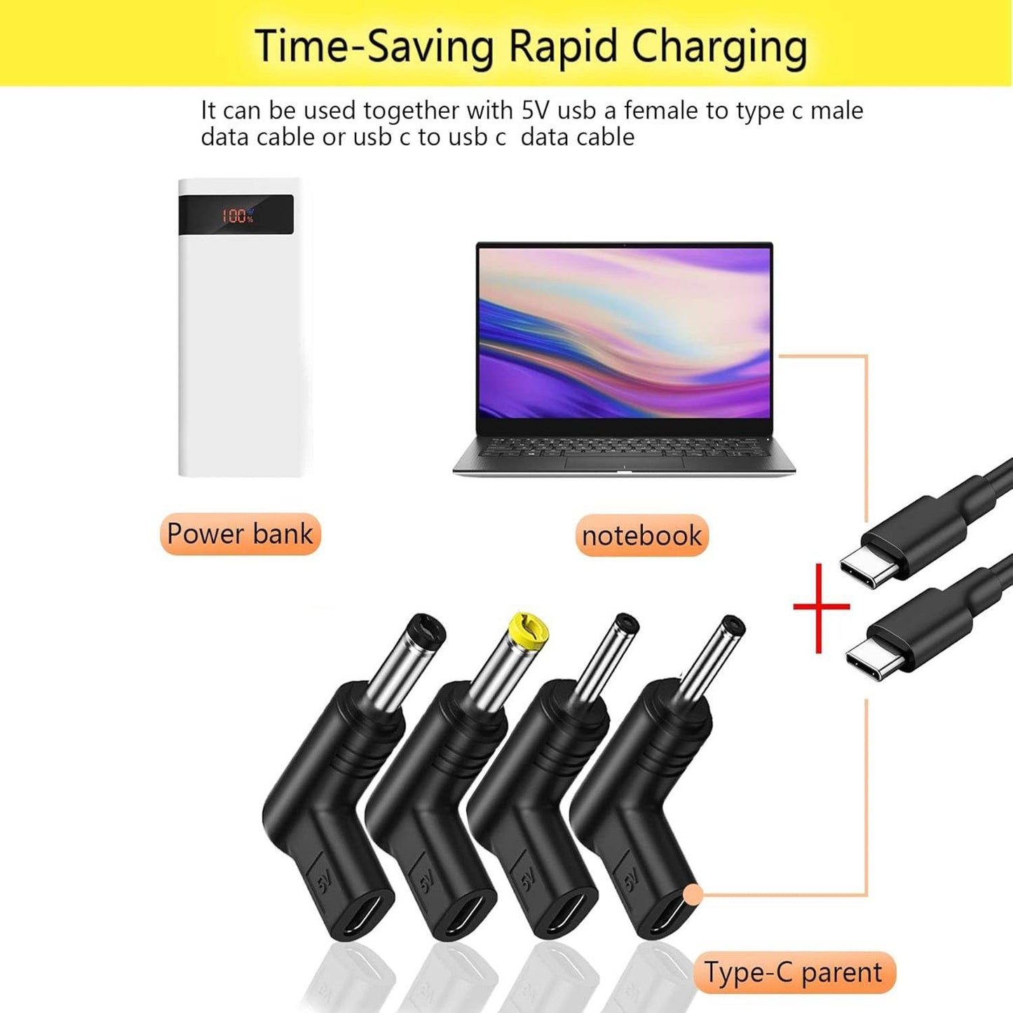 Adaptor USB-C la DC cu Conector Îndreptat de 90 de Grade - Venduqo