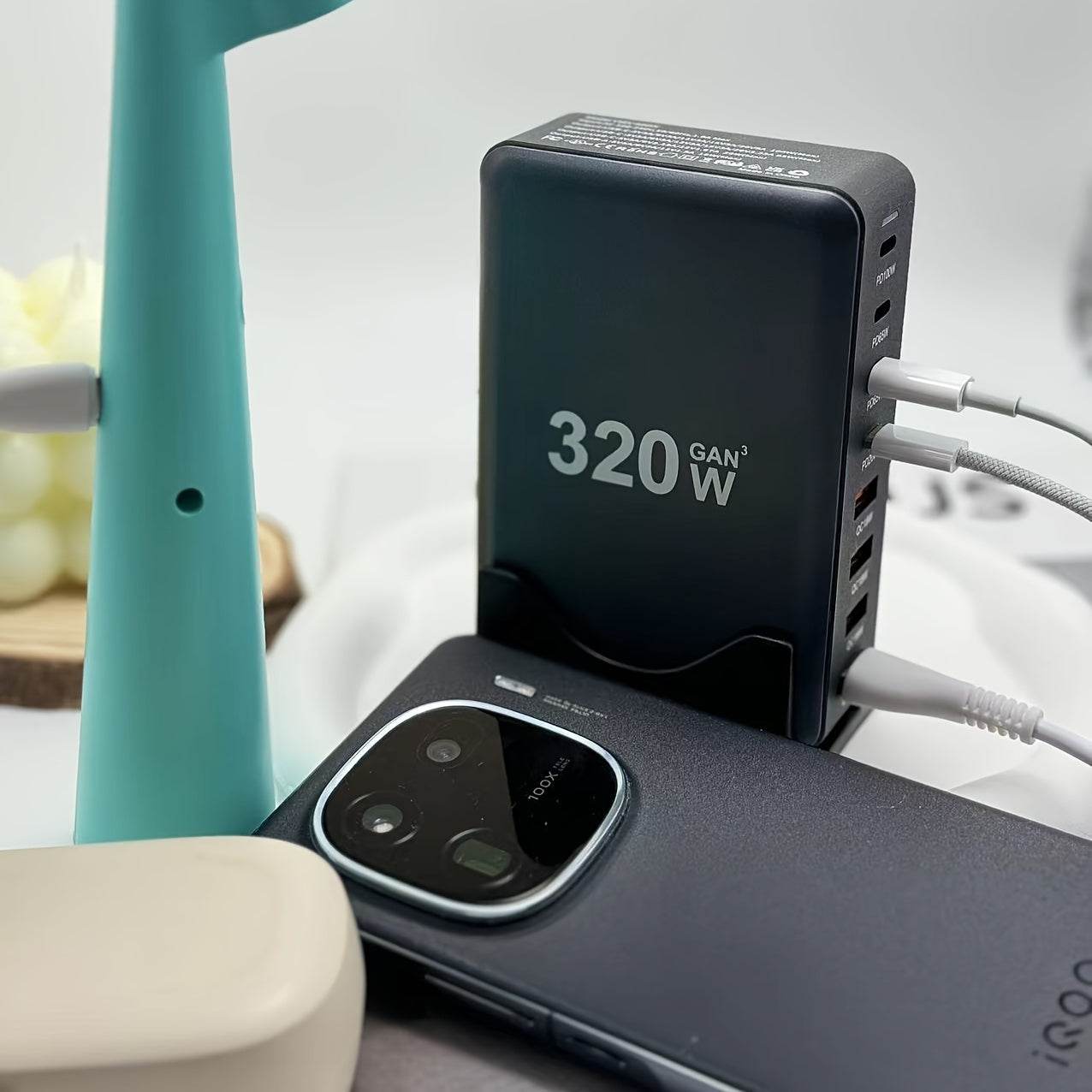 Încărcător PD USB-C 320W GaN III cu 8 Porturi - Venduqo