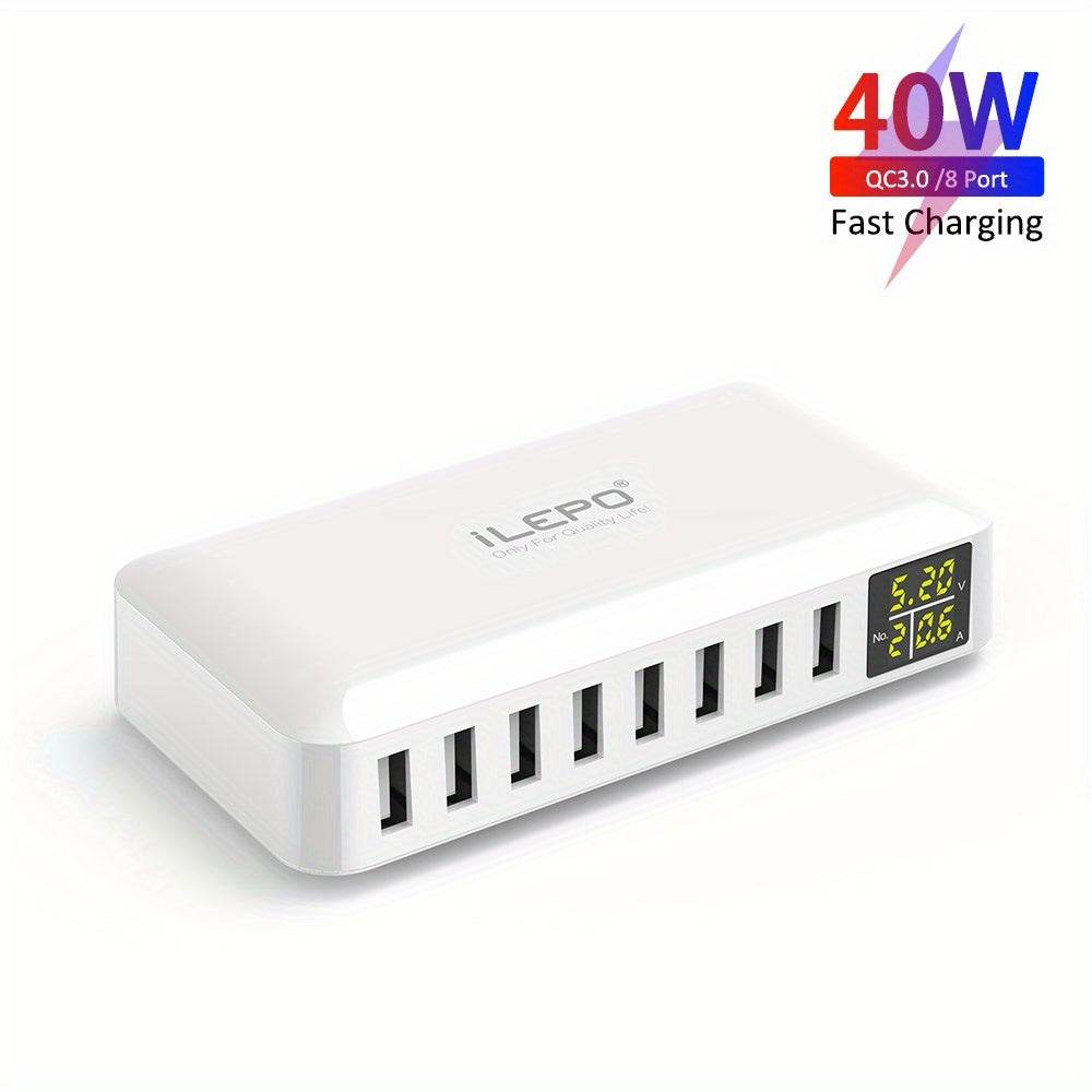 Încărcător Rapid Multi-funcțional cu 8 Porturi 40W - Venduqo