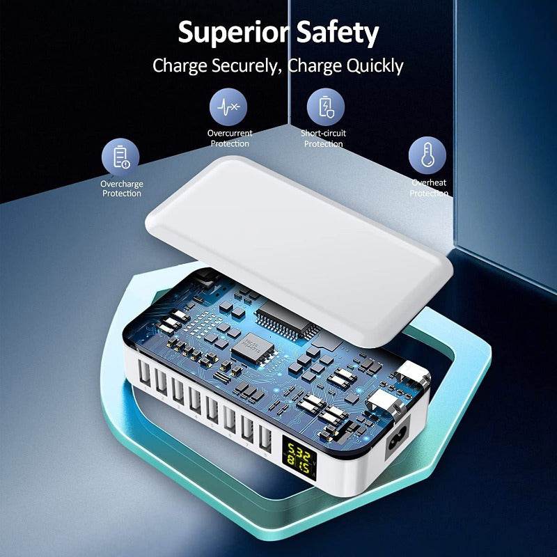 Încărcător Rapid Multi-funcțional cu 8 Porturi 40W - Venduqo