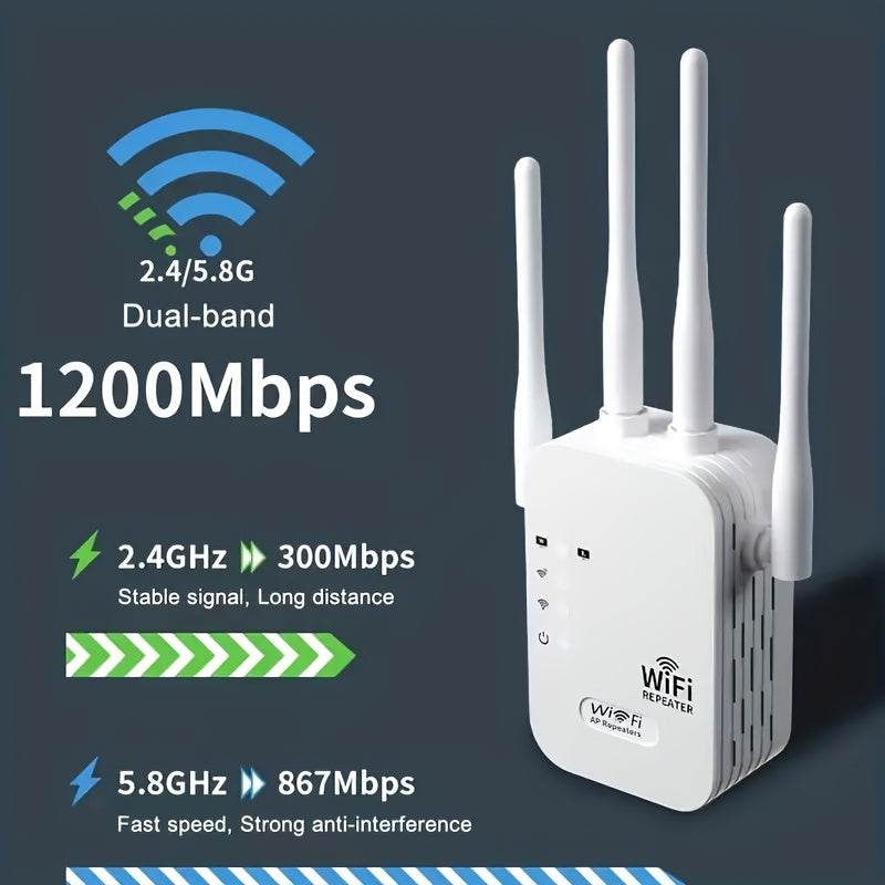 OURLIFE Extensor WiFi Dual-Band 1200Mbps - Acoperire 360° - Venduqo