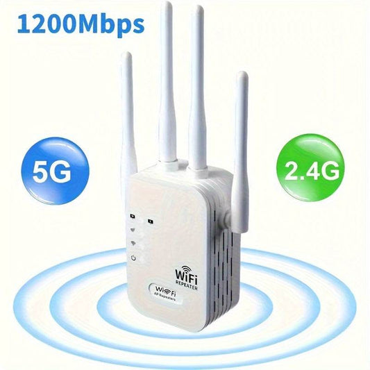 OURLIFE Dual-Band WiFi Extender 1200Mbps - 360° Coverage