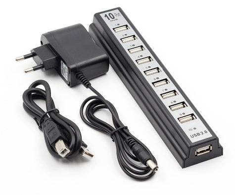 GOOJODOQ 10-Port USB Hub with AC Power Adapter