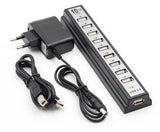 GOOJODOQ 10-Port USB Hub with AC Power Adapter