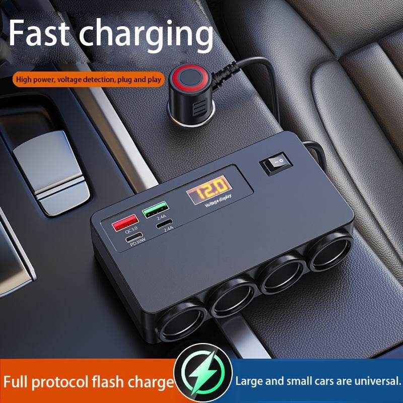 120W Car Charger with 2 USB & 2 PD Ports