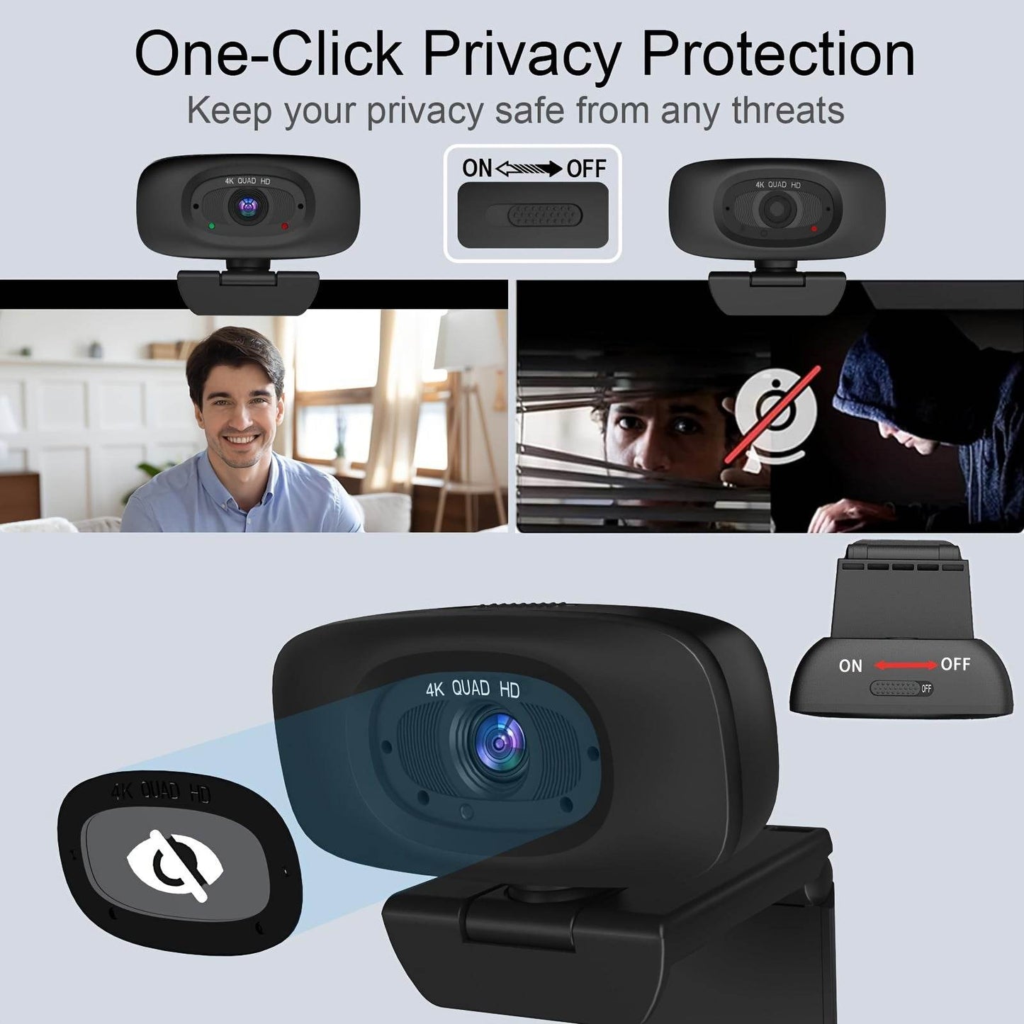 Webcam EXHQDR 4K cu Acoperire de Intimitate & Autofocus - Venduqo