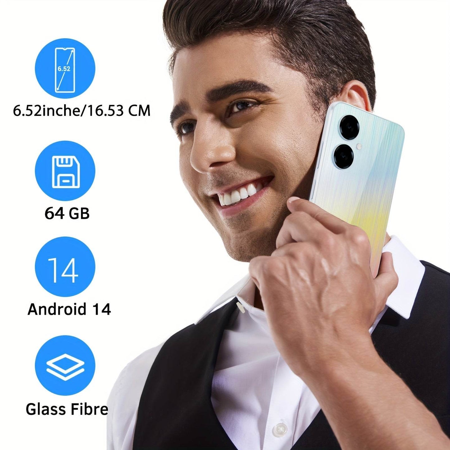 Smartphone redbeat D5 Blue, 4GB RAM, 64GB ROM, Android 14 - Venduqo
