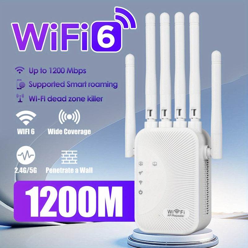 Repetitor WiFi Dual-Band 1200Mbps - Antena cu 6 Gainuri - Venduqo