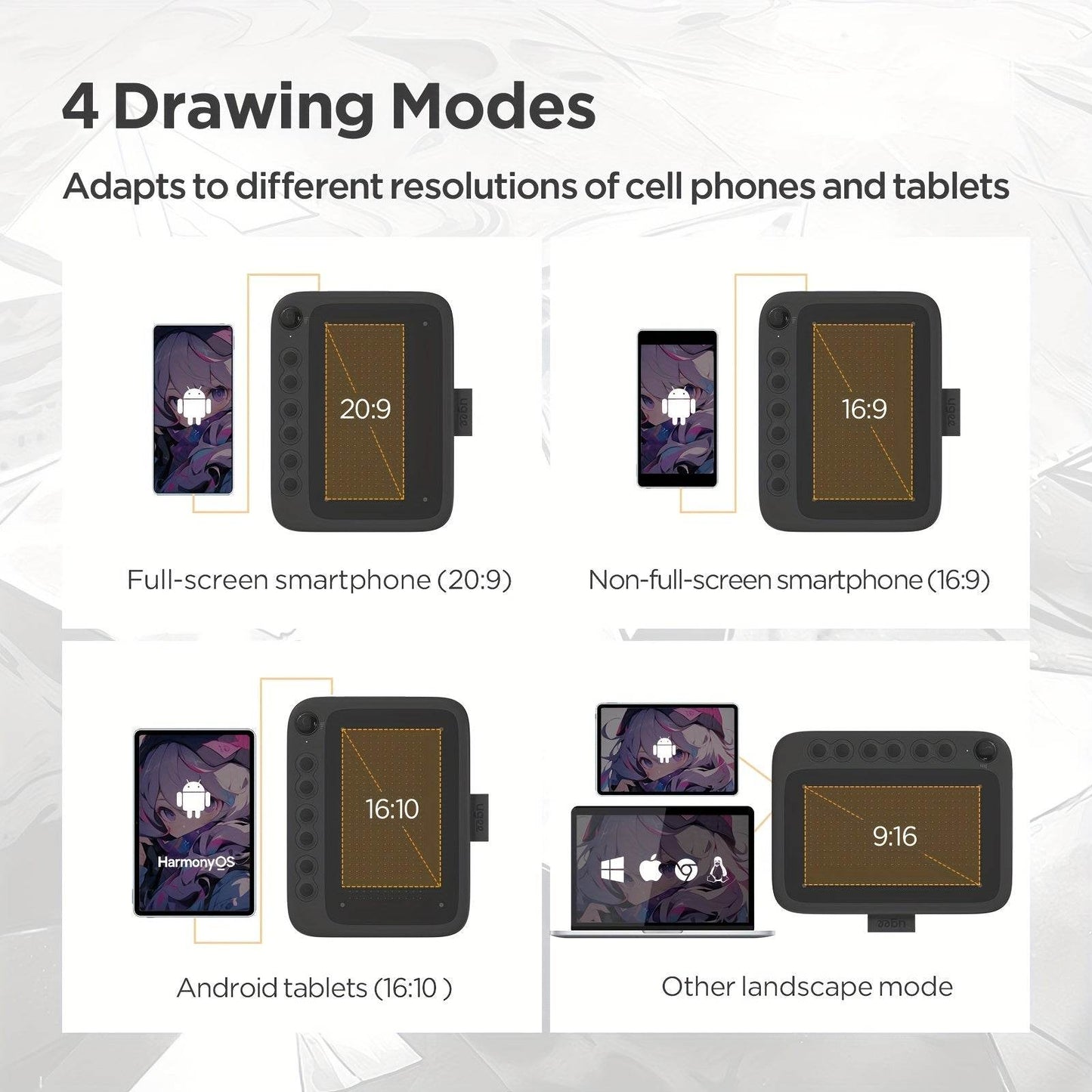 Tableta de Desen Digital UGEEQ6 - Stilou Fără Baterie, Compatibil cu Android, iOS, Linux, Mac, Windows - Venduqo