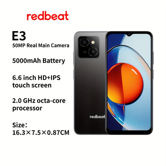 Redbeat E3 Smartphone - Android 14, 6.6" HD+, 50MP Camera