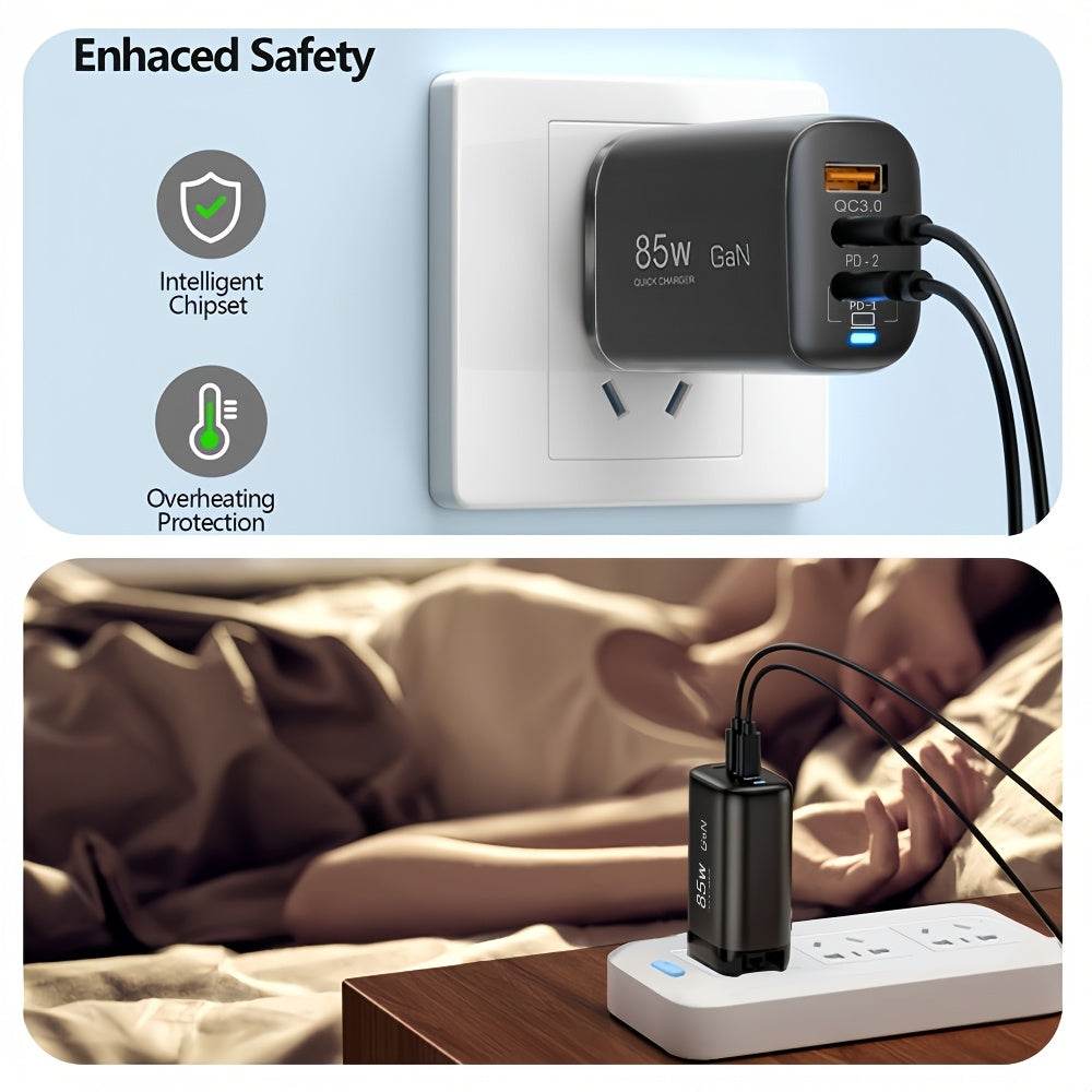 Încărcător Rapid GaN 85W USB Type-C pentru iPhone, Samsung, MacBook - Venduqo