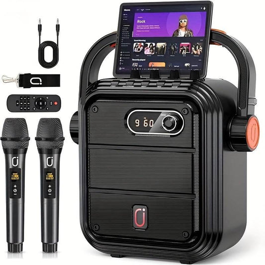 JYX-65 Karaoke Machine with Two Wireless Microphones