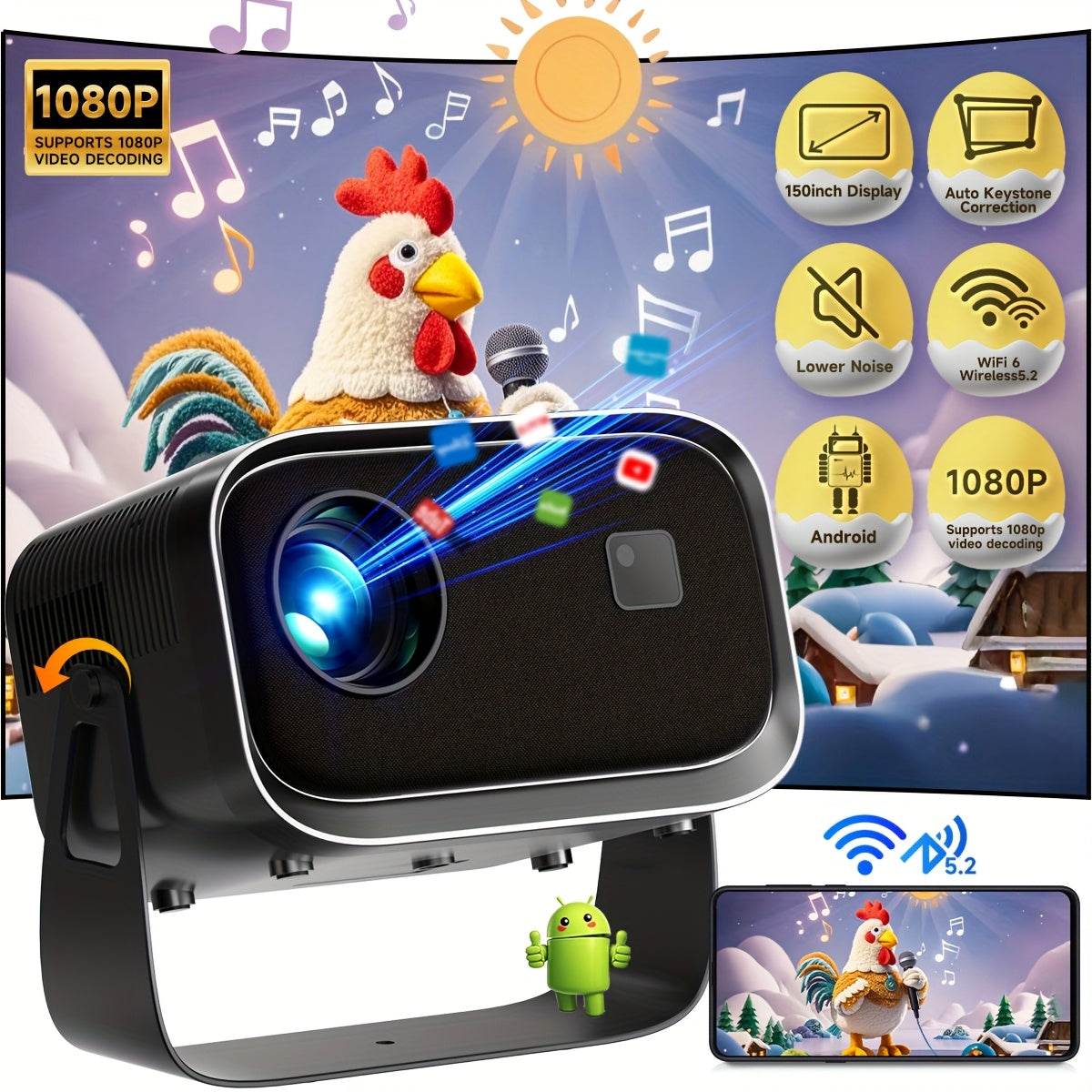 Proiector Smart SGV 150-inch cu WiFi și Funcții Avansate - Venduqo