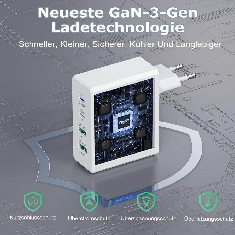 Încărcător Rapid USB C GAN 156W cu 4 Porturi - Venduqo