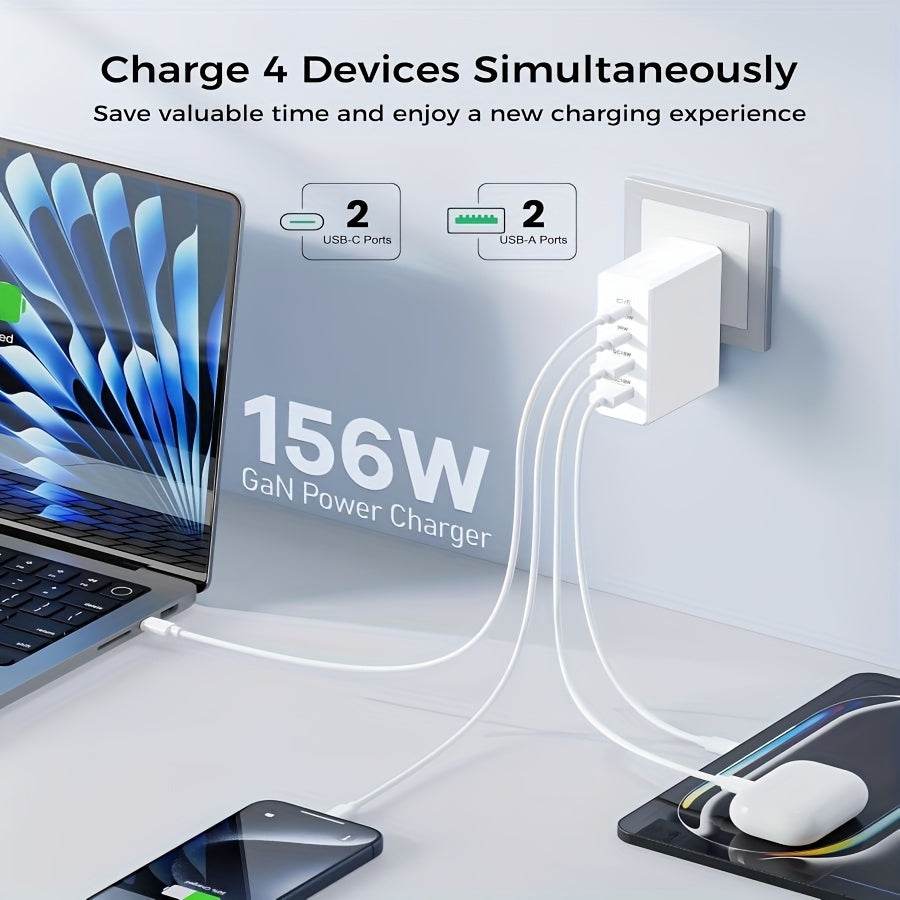 Încărcător Rapid USB C GAN 156W cu 4 Porturi - Venduqo