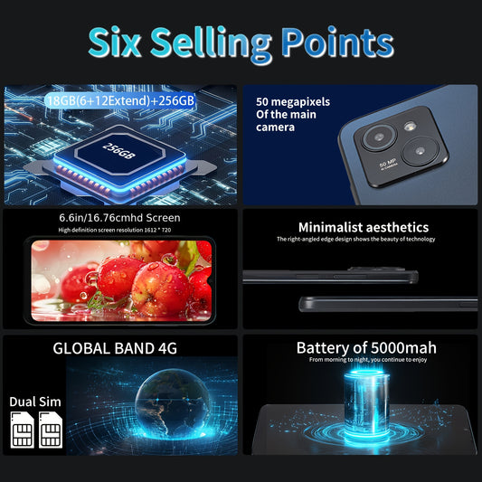 Redbeat E3 Smartphone - Android 14, 6.6" HD+, 50MP Camera