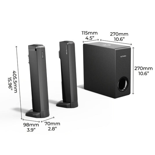 ULTIMEA 4.1ch Dolby Atmos Sound Bar with Wired Subwoofer