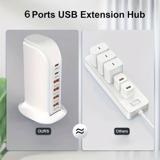 Statie de incarcare 40W cu montare pe perete si 6 porturi USB - Venduqo