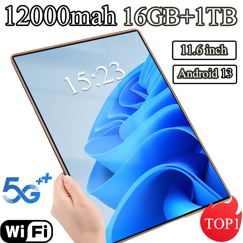 Android Tablet 11.6" - 16GB RAM, 1TB ROM, 5G Connectivity