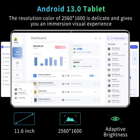 Android Tablet 11.6" - 16GB RAM, 1TB ROM, 5G Connectivity