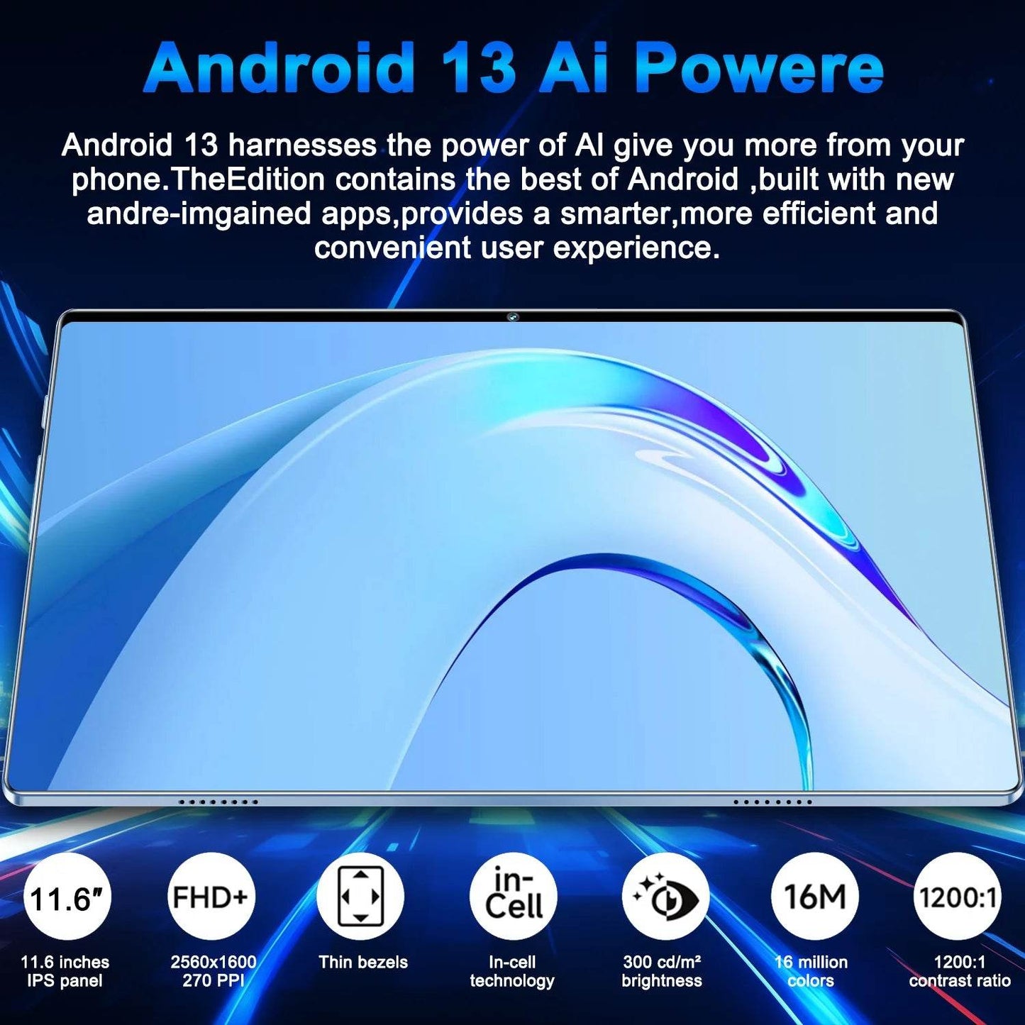 Tableta Android 11.6 inch, 16GB RAM, 1TB ROM, Dual SIM - Venduqo