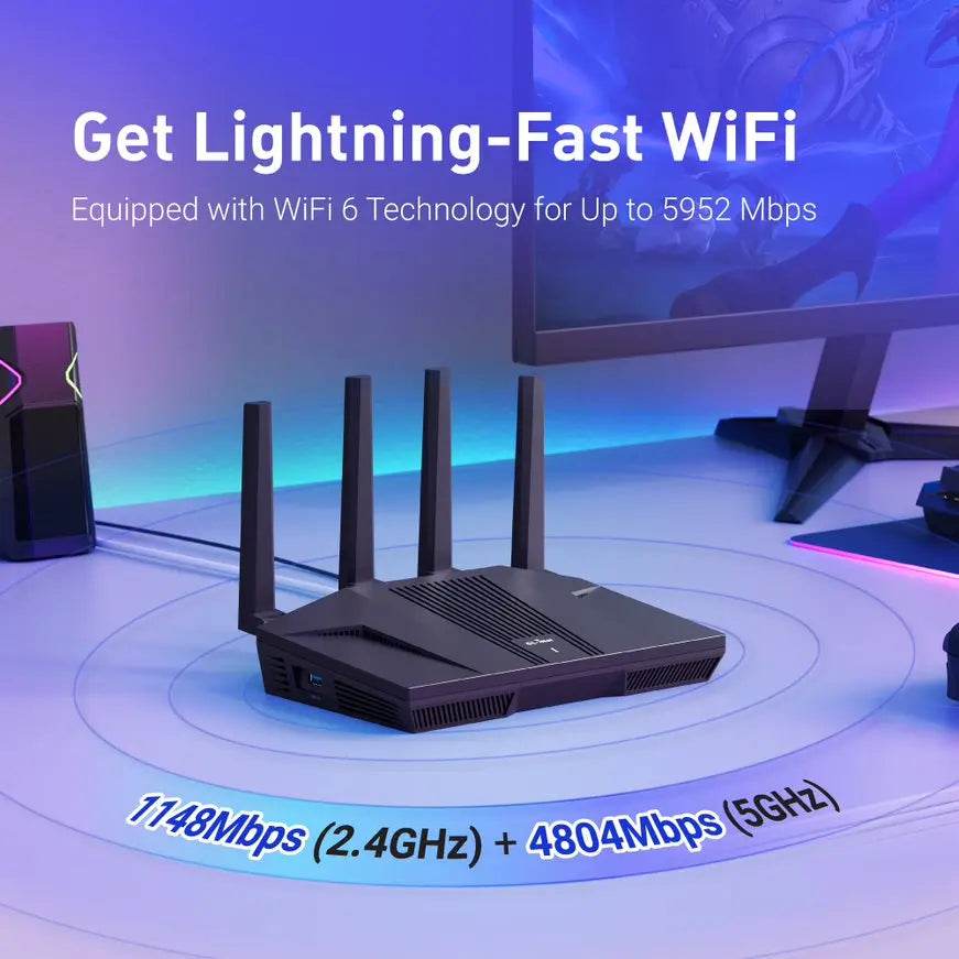 Router GL.iNet Flint 2 (GL-MT6000) cu Wi-Fi 6 - Venduqo