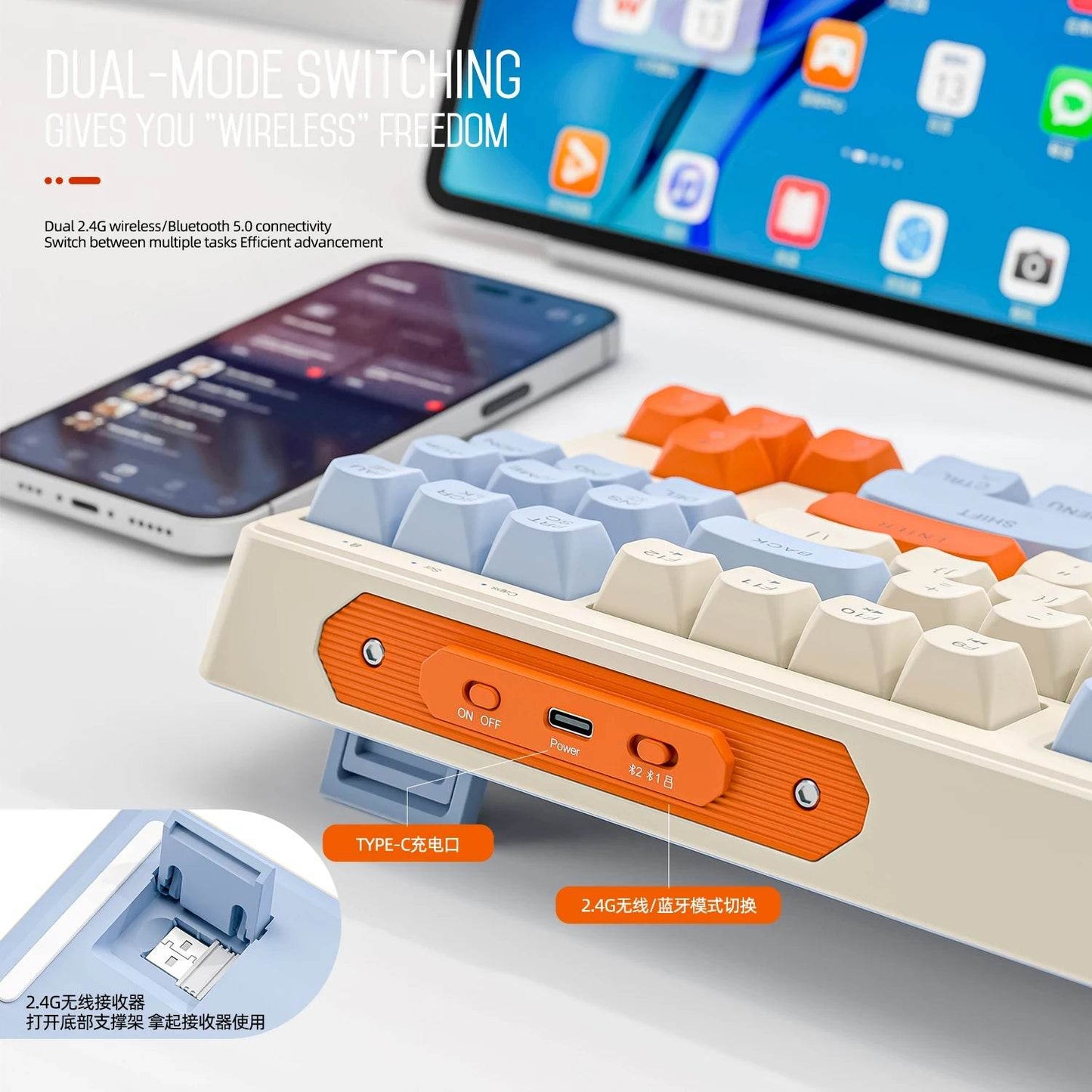 M87 Tastatură Wireless cu 87 Taste, Bluetooth și RGB - Venduqo