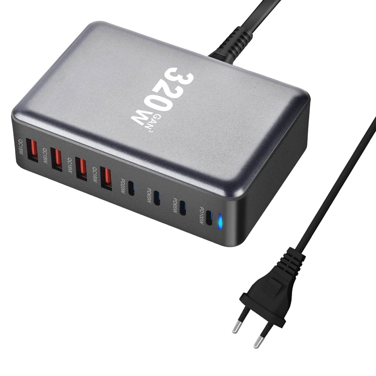 Încărcător GaN 320W USB C Rapid cu 8 Porturi - Venduqo