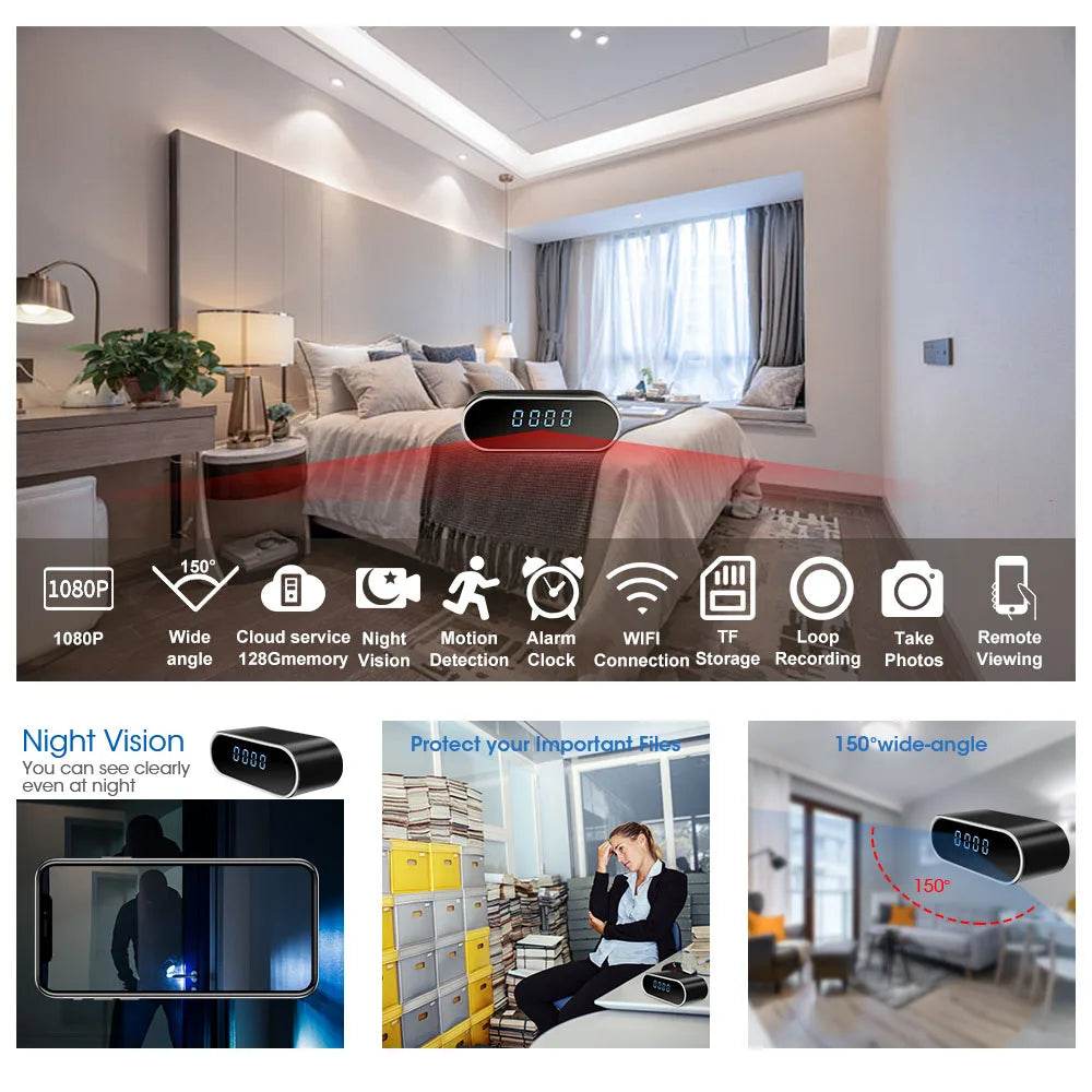 Ceas Camera Wifi HD 1080P cu Viziune Nocturnă - Venduqo