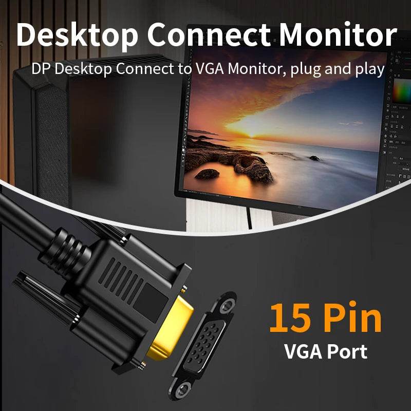 Cablul Unnlink DisplayPort la VGA, 1080P 60Hz - Venduqo