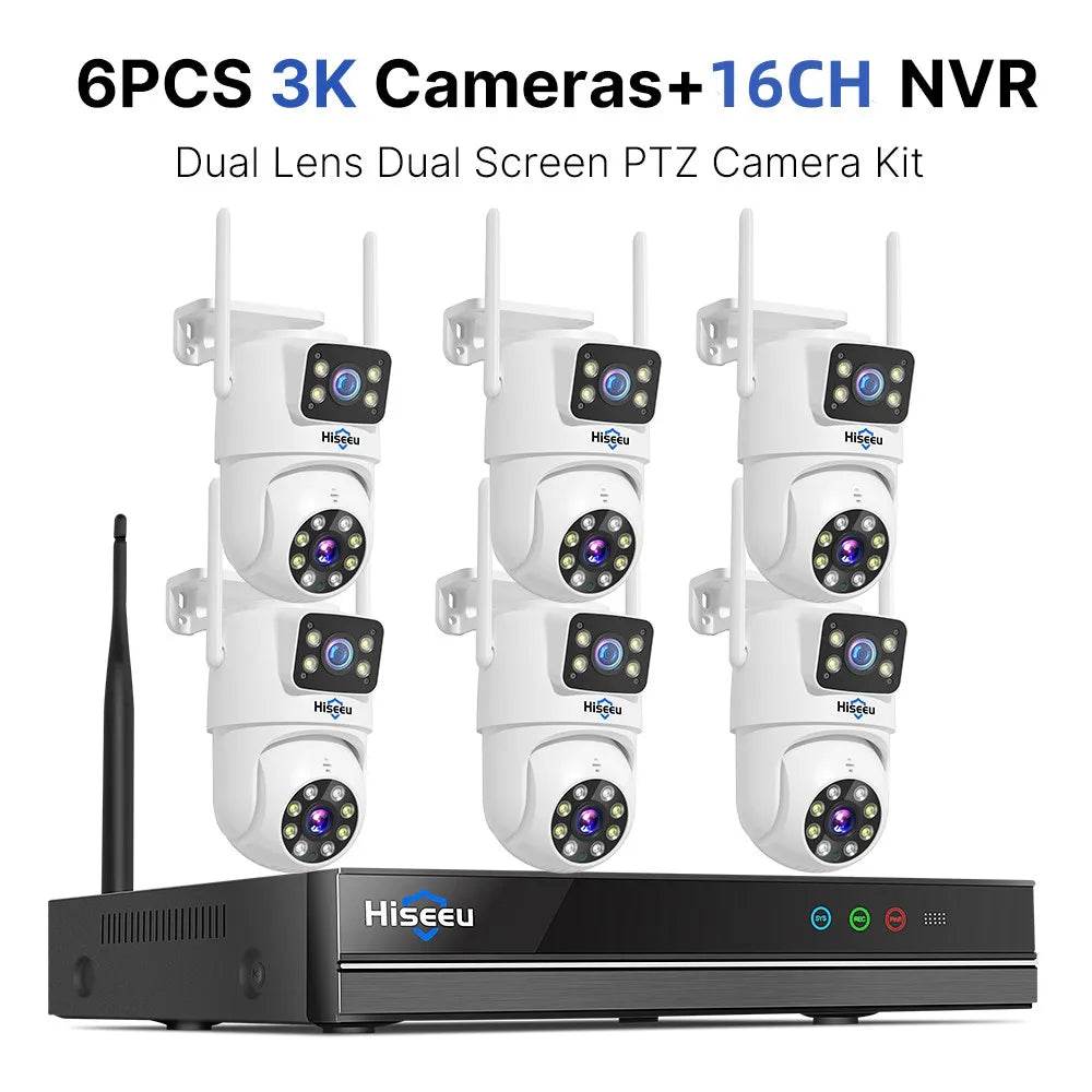 Sistem de Supraveghere Hiseeu H.265 16CH NVR 3K 6MP cu Cameră PTZ Dual Lens - Venduqo