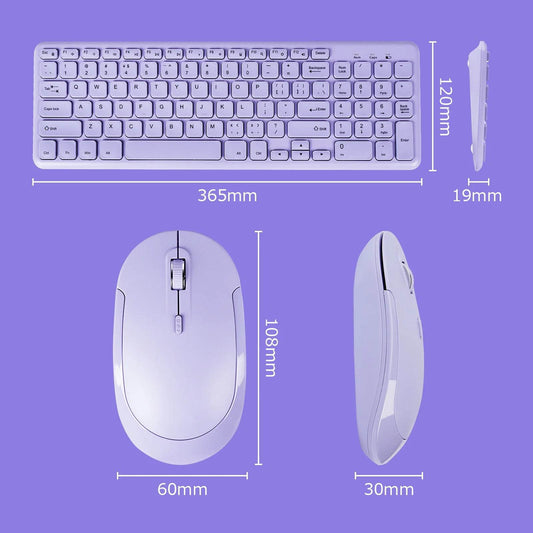 Set Wireless Tastatură și Mouse Fashion Ergonomic Purpuriu - Venduqo