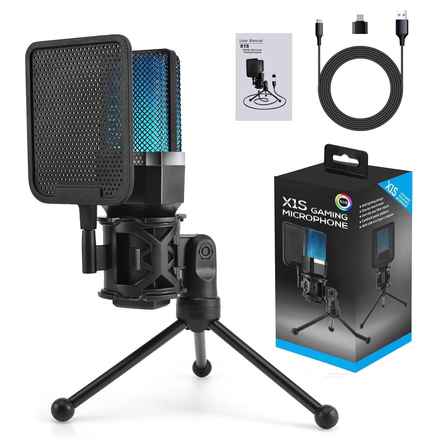 Microfon Gaming Profesional Condensator USB RGB - Venduqo