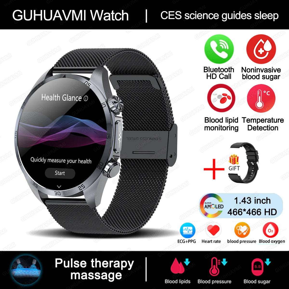 Ceas inteligent medical de grad 2025 pentru bărbați cu tratament laser - Venduqo