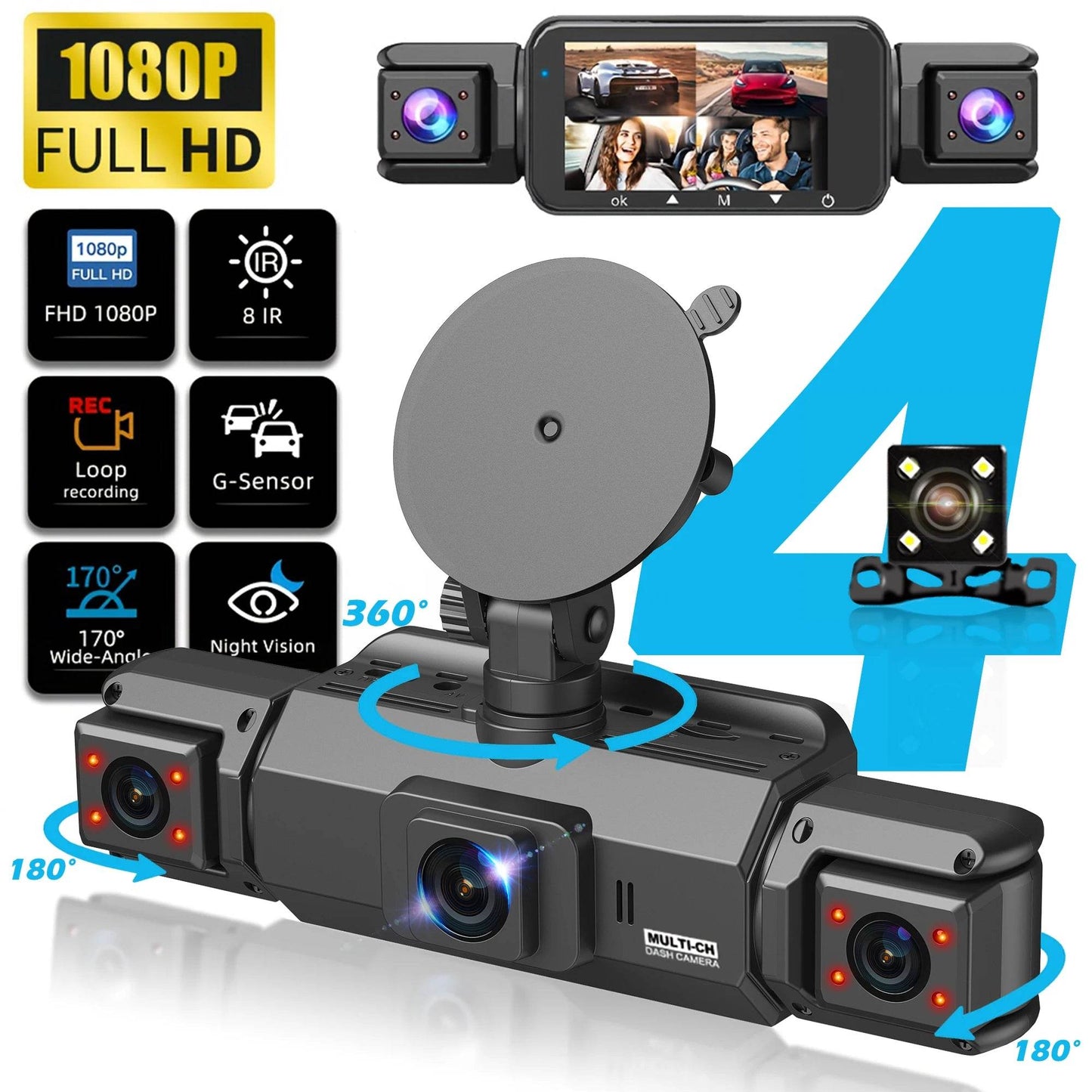Camera Auto 4 Canale cu Înregistrare Vocală 1080P - Venduqo