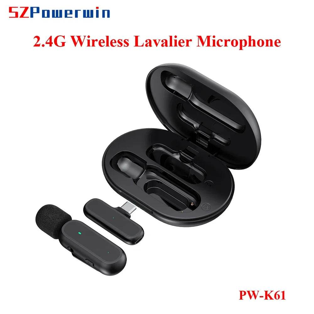 Microfon Lavalier Wireless Powerwin 2.4G pentru iPhone și Android - Venduqo