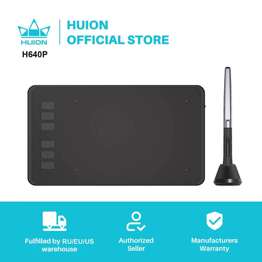 HUION H640P 6x4 Inch Graphic Tablet with Battery-Free Stylus