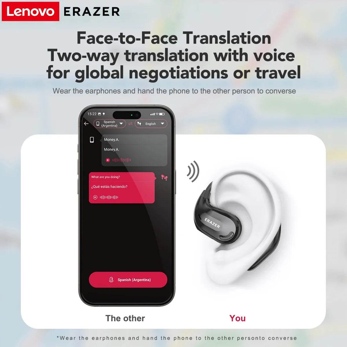 Căști fără fir ERAZER XT66 cu traducător AI - Venduqo