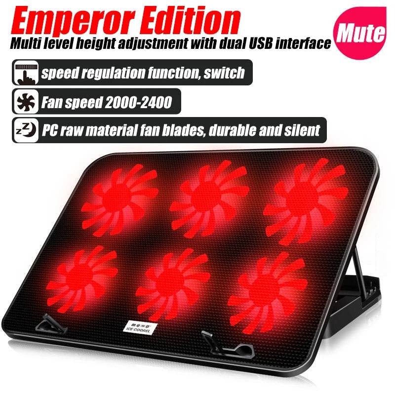 Răcitor Laptop Gaming COOLCOLD A9 cu RGB și 6 Ventilatoare - Venduqo