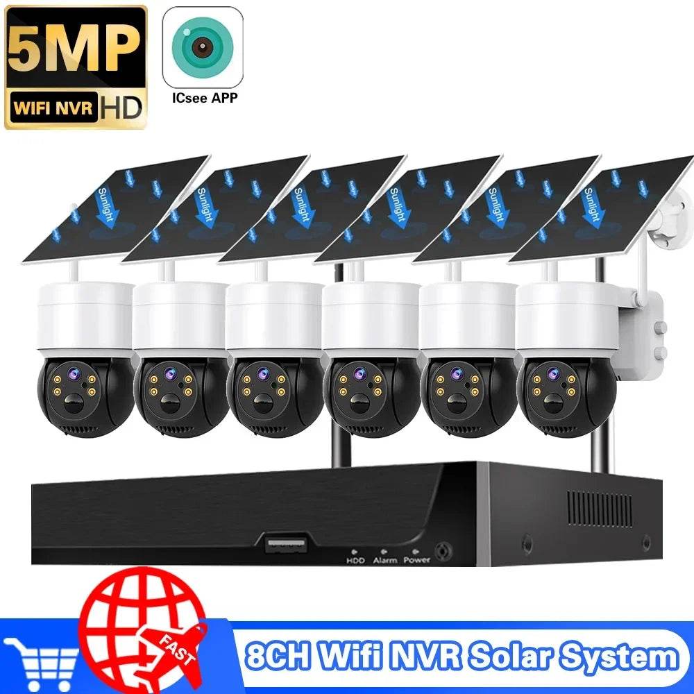 Sistem de Supraveghere Wireless 8CH 5MP NVR cu Cameră Solară PTZ - Venduqo