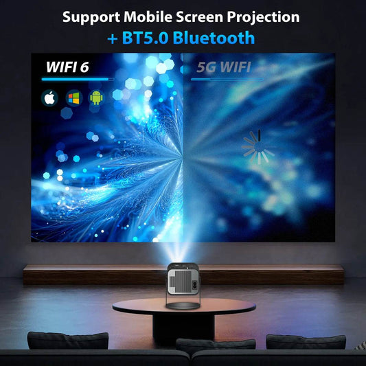 Proiector Mini Portabil HY320 4K 1080P Android11 WiFi6 BT5.0 - Venduqo