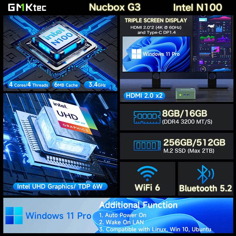 GMKtec G3 Mini PC Intel Alder Lake N100 Windows 11 Pro - Venduqo