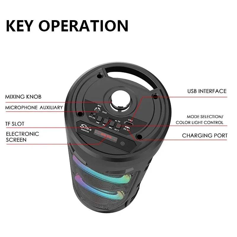 Boxa Portabila Bluetooth 30W cu Subwoofer si Microfon - Venduqo