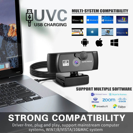 Webcam 4K 60FPS cu Microfon Integrat pentru PC Laptop - Venduqo