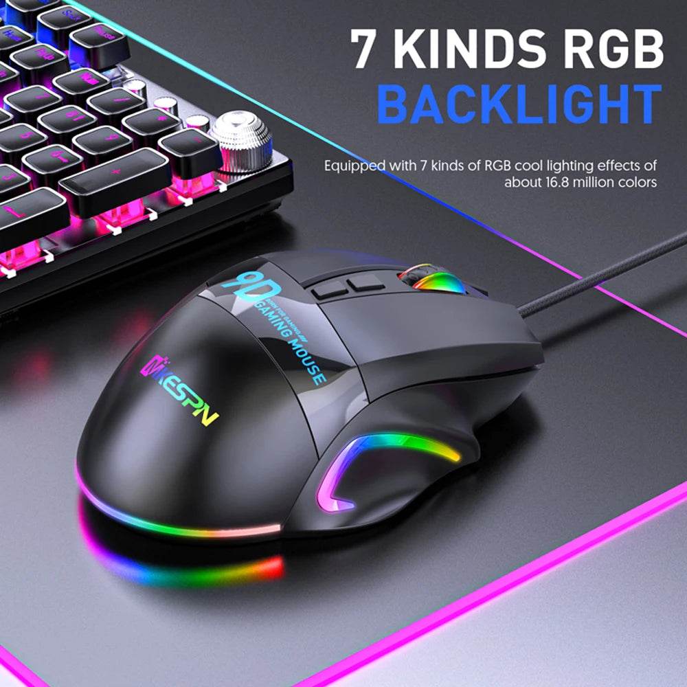 Mouse de Gaming Wired 12000 DPI cu 7 Butoane LED - Venduqo