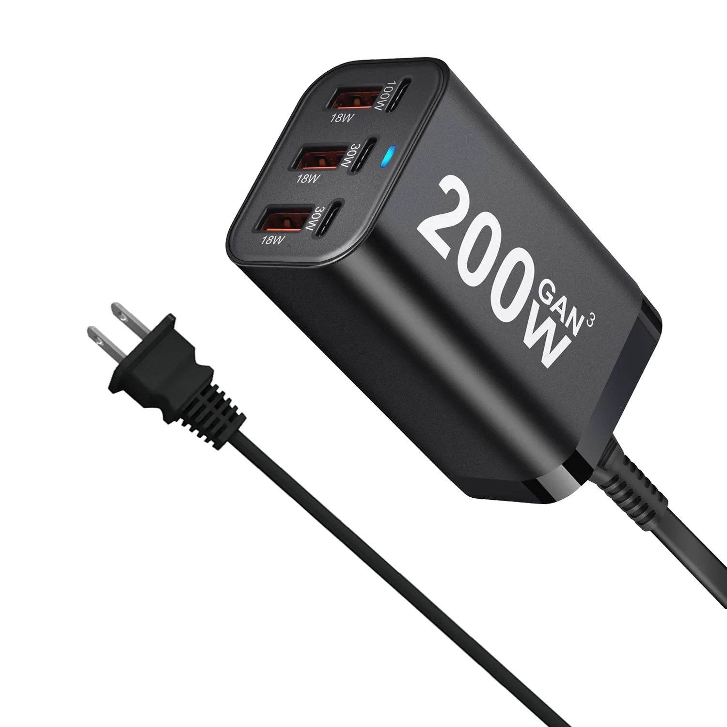 Încărcător Rapid GaN USB C 200W cu 6 Porturi - Venduqo