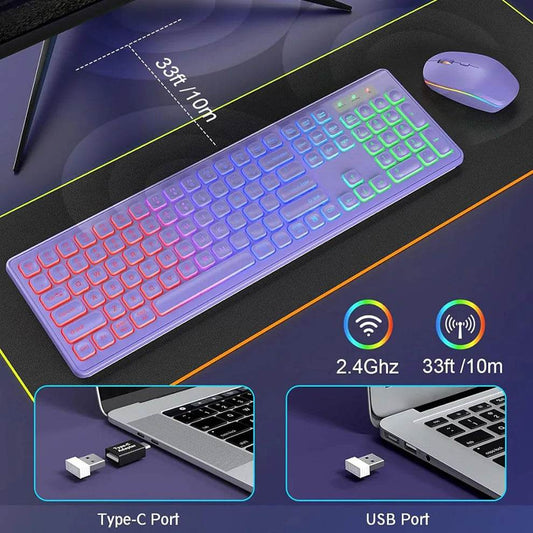Combo Tastatură și Mouse Wireless Iluminat - Venduqo