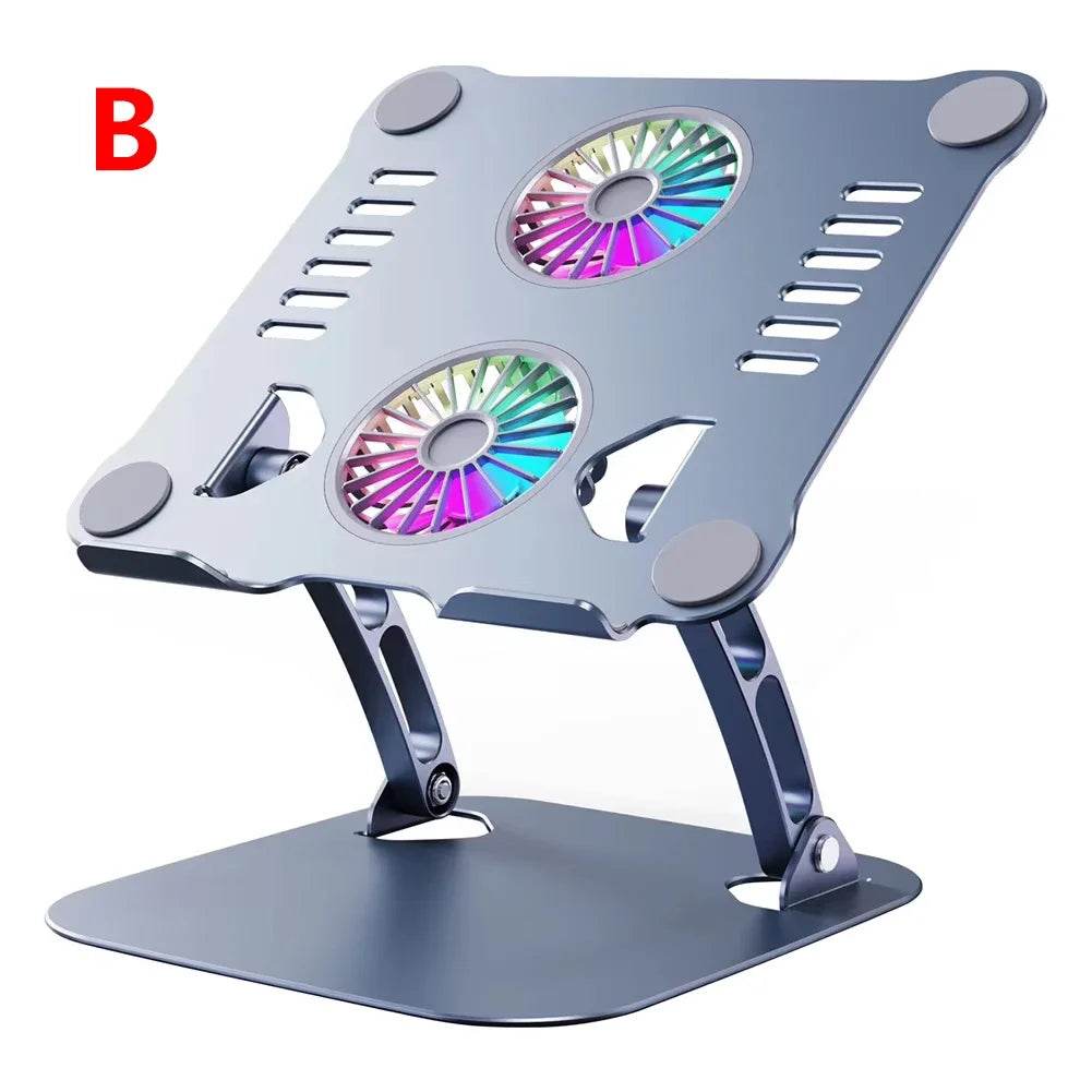 Suport metalic pliabil pentru laptop cu ventilatoare de răcire - Venduqo