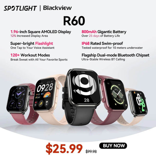 Blackview R60 Smartwatch with 1.96'' AMOLED Display
